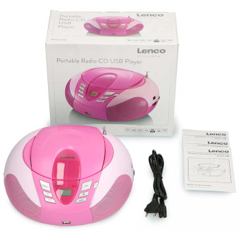 SCD-37 USBPINK Scd-37 usb pink portable fm radio cd and usb player pink Inhoud verpakking foto